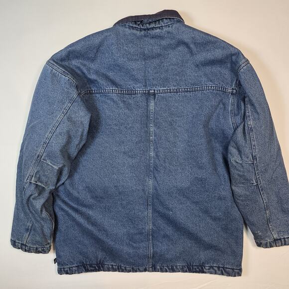 Coleman Outdoor Men's L VTG Denim Chore Jacket Lined Corduroy Collar Distressed - Picture 2 of 15
